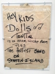 Handwrtten handbill announcing Dolls and "The Hottest Band on Staten Island".