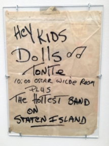 Handwrtten handbill announcing Dolls and "The Hottest Band on Staten Island".
