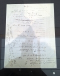 Handwritten lyrics for "Head Case". One wants to know who Heidi is, and the story there behind the lyrics. It's difficult to determine what was printed on the opposite side of the page, but it's clear that Joey Ramone was writing on whatever was to hand.