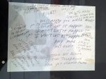 Handwritten lyrics for "I Won't Let It Happen". All-caps, the hastily written text shouts urgency. Urgency and speed.